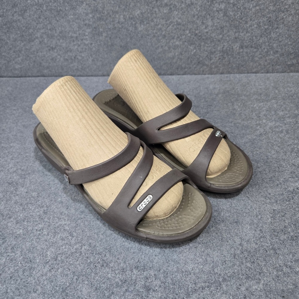Crocs Meleen Twist Brown Strappy Slide Sandals Womens 10 Comfort Casual Shoes
